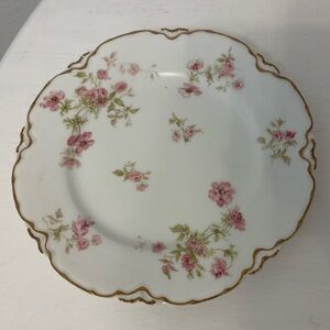 Antique 8 1/2" Plate by Haviland Limoges Schleiger 67E Pink Rose Floral